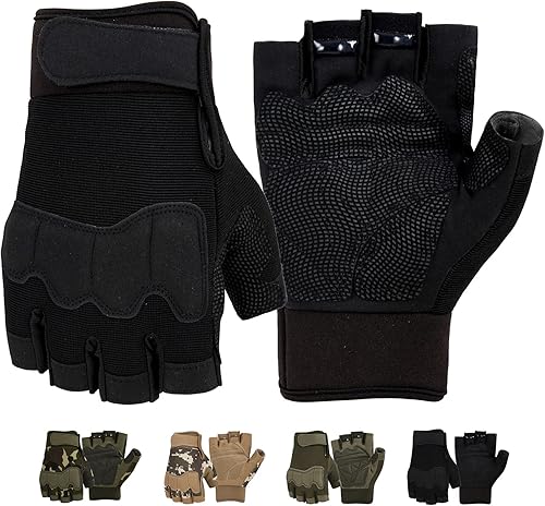 FIORETTO Guantes sin dedos para Airsoft Tiro Medio Dedo Caza Senderismo Ciclismo Conducción Motocicleta Escalada Guantes de Trabajo M210603