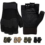 FIORETTO Fingerless Gloves for Airsoft Shooting Half Finger Hunting Hiking Cycling Driving Motorcycle Climbing Work Gloves Black XX-Large