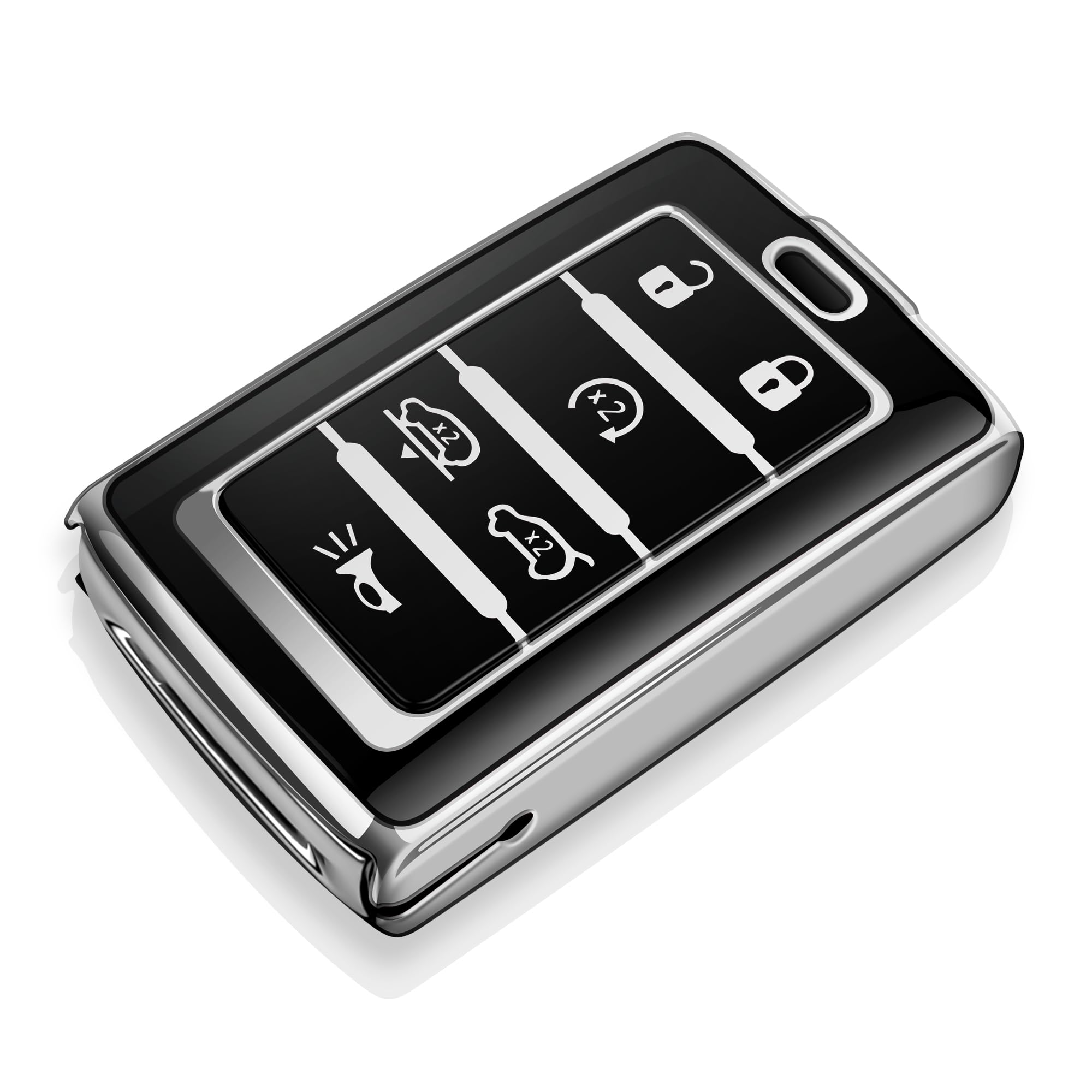 Tukellen for Jeep Key Fob Cover Soft TPU Full Protection Key Case Compatible with 2021-2025 Grand Cherokee L Grand Wagoneer Key Shell (Silver, 6