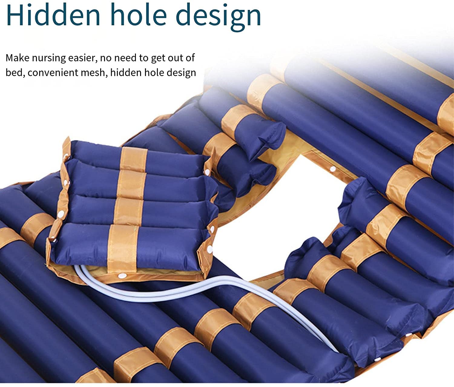 Colchón de Aire antiescaras con Bomba de Aire silenciosa, colchón de presión alterna, vía aérea Dual para Cama, Alivio de heridas, Inflable con Agujeros (Awith Holes+)
