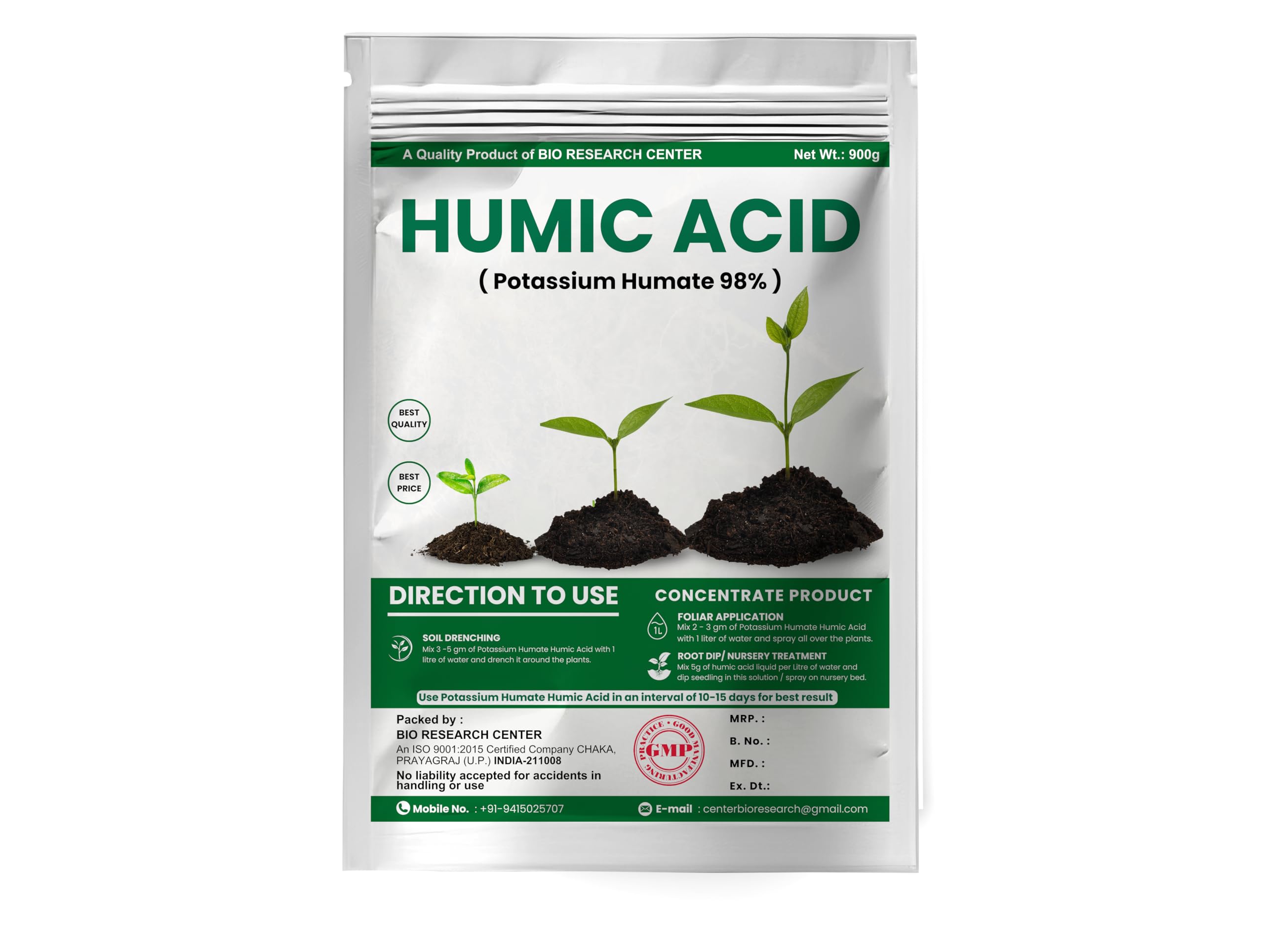 Bio Research Center POTASSIUM HUMATE 98% PURE GRADE MANURE (450g Shiny Flakes)