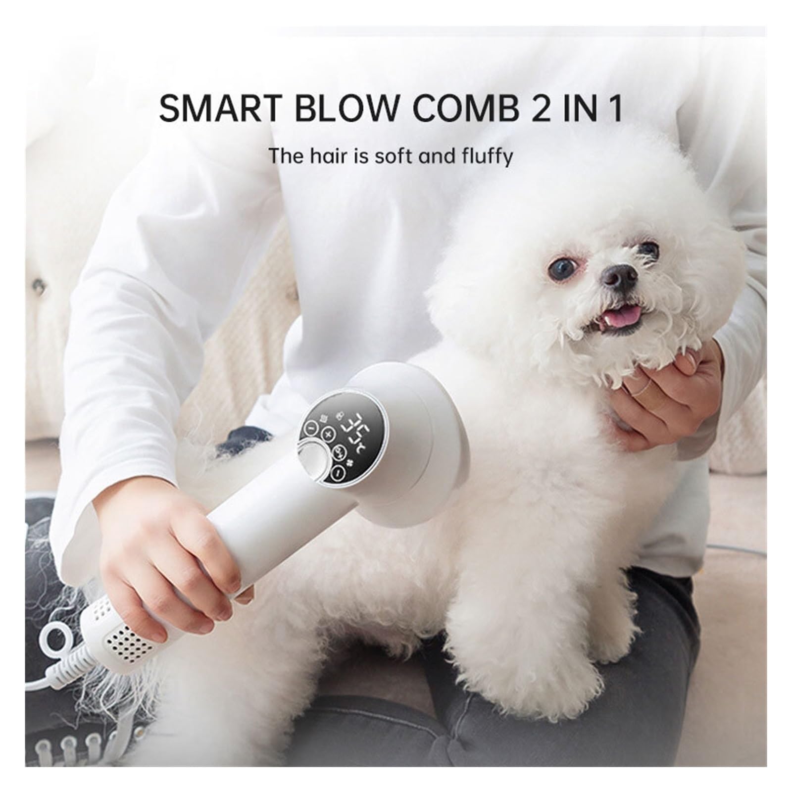 1 Szt. Inteligentna Suszarka Do Sierści Dla Zwierząt Pies Golden Retriever Kot Pielęgnacja Fryzjerska Cios I Grzebień Cichy, Nie Szkodzi Środki Czyszczące Produkt Szybkie Bezpieczne Suszenie(White)