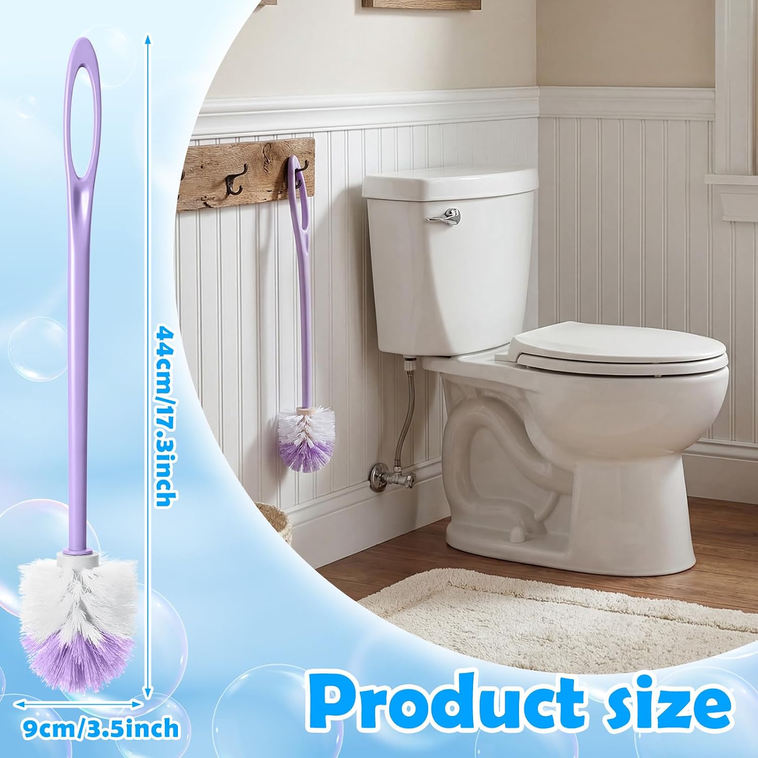 12 Pcs 17.3 Inch Purple Toilet Brush Bulk with Hook Hole Long Handle Toilet Bowl Cleaner Scrubber for Bathroom Household Cleaning Supplies Christmas Home Gifts image 2