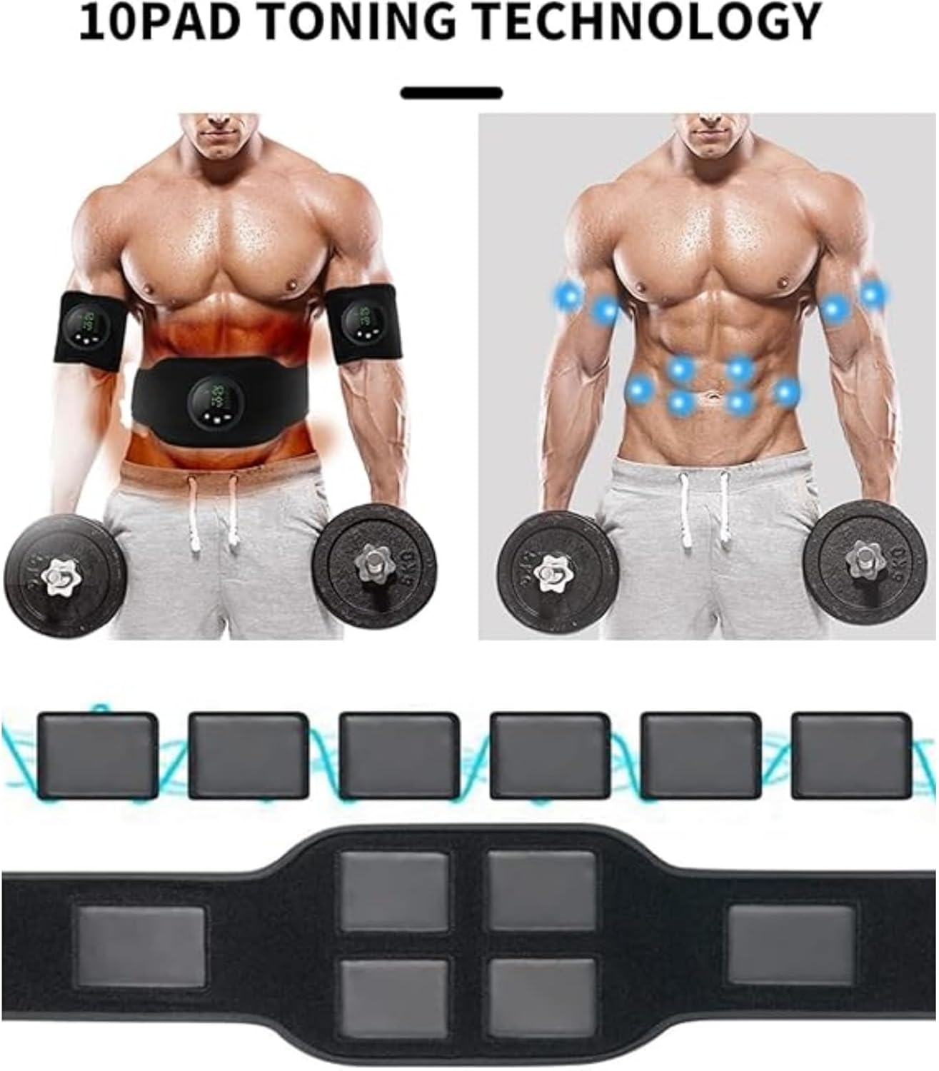 Next Generation Ultra Muscle Stimulator, Muscle Fitness AB Belt, 12 Modes & 19 Intensity, Firming & Strengthening Workout Equipment for Abs, Arms, for Fitness Enthusiasts