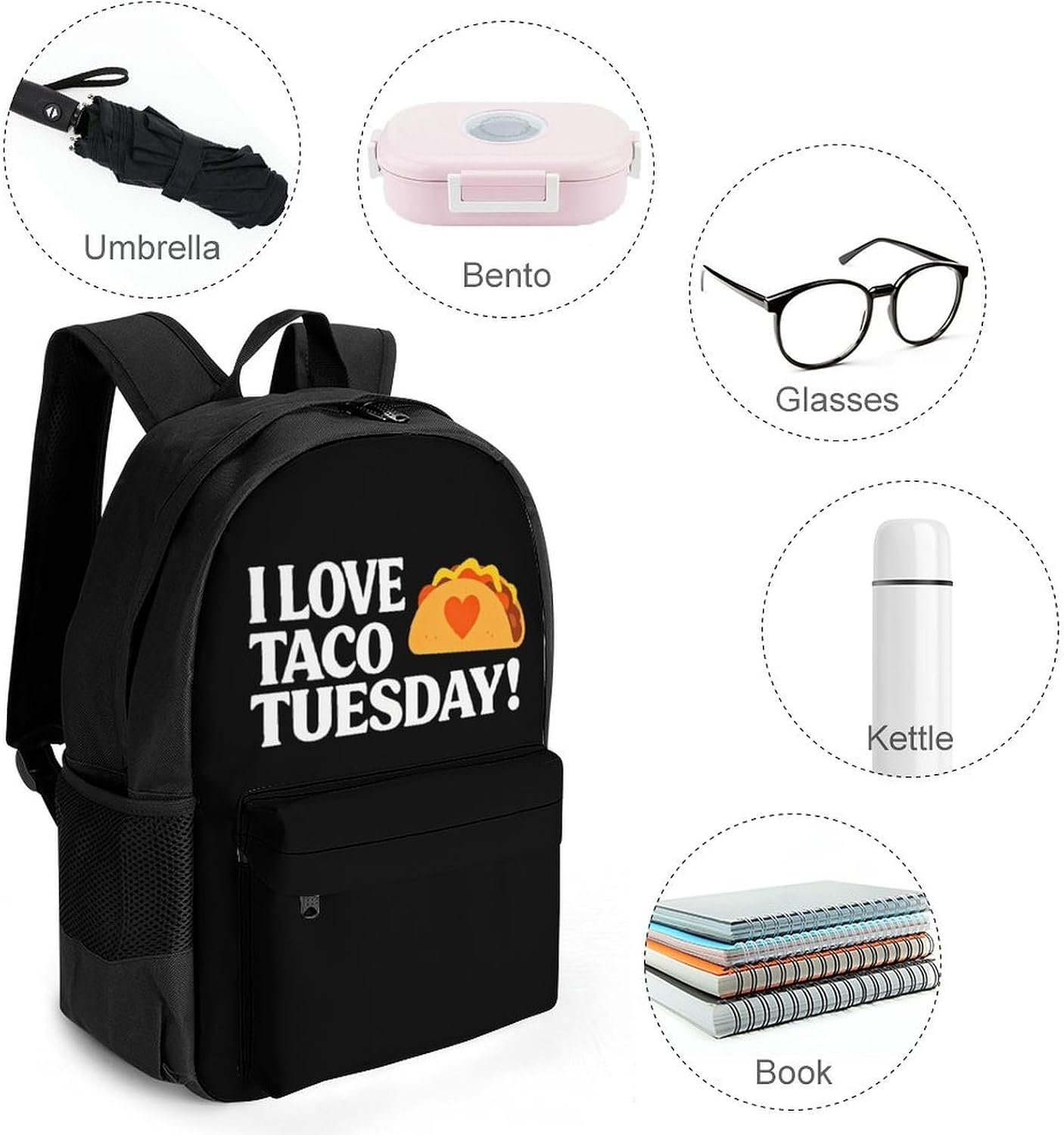 I Love Tacos Tuesday Backpack Lightweight Backpacks Work Bag