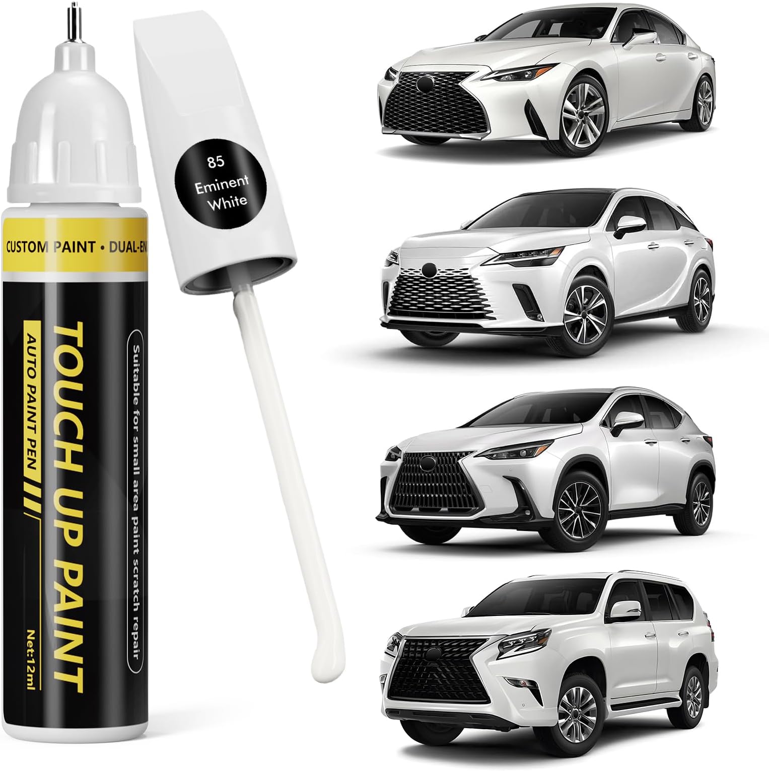 (Eminent White (85) Car Touch Up Paint for Lexus,Car Paint Scratch Repair Kit,2 in 1 Premium Scratch Remover Pen with Exact Color-Matched