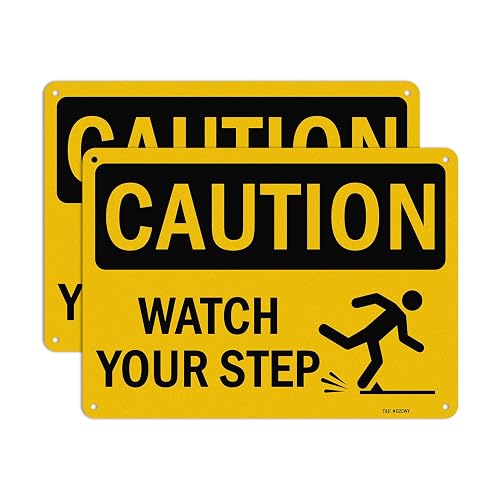 T&R Caution Watch Your Step Signs - 2 Pack -