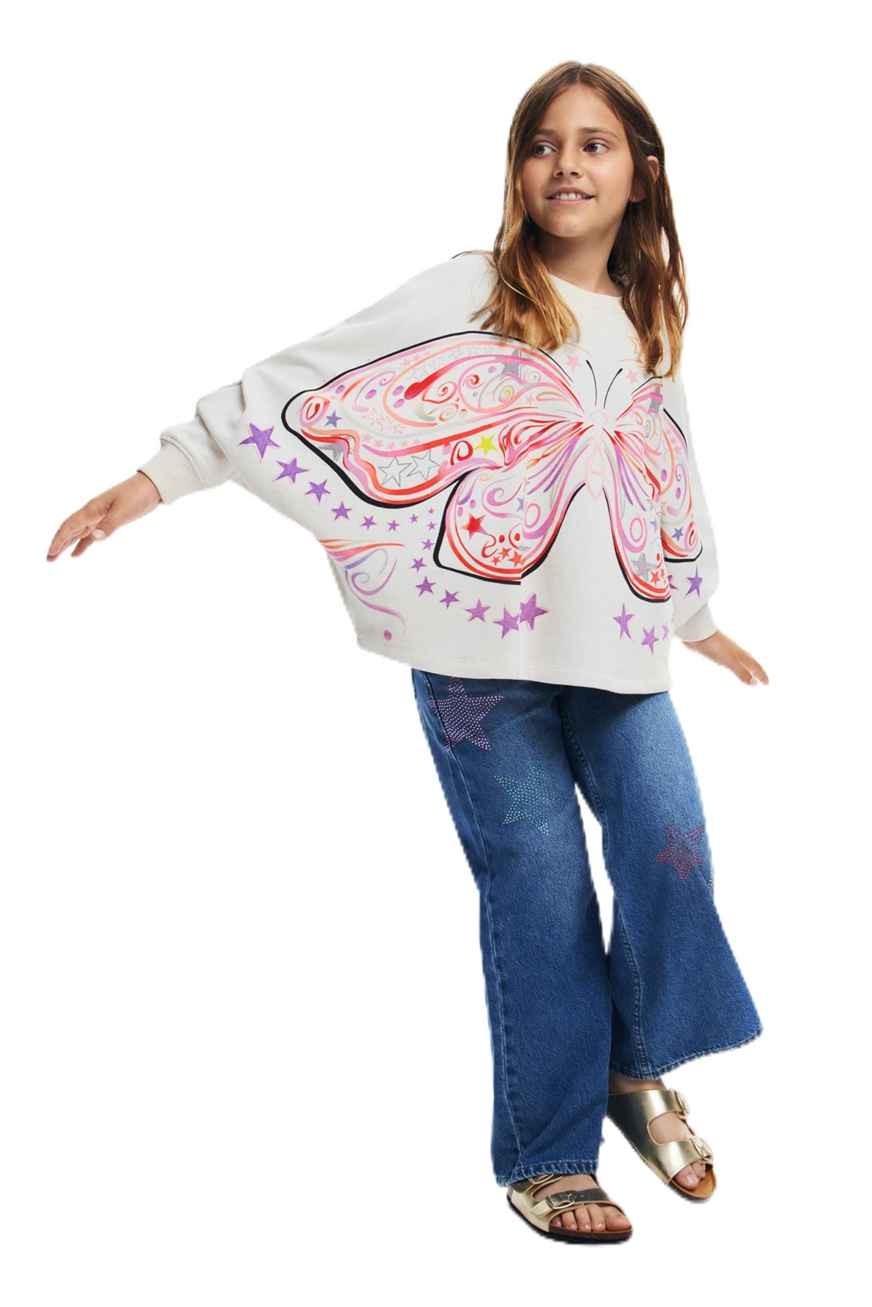Desigual Unisex Weiß Kinder 25Sgsk11 Sweatshirt, White, 5/6