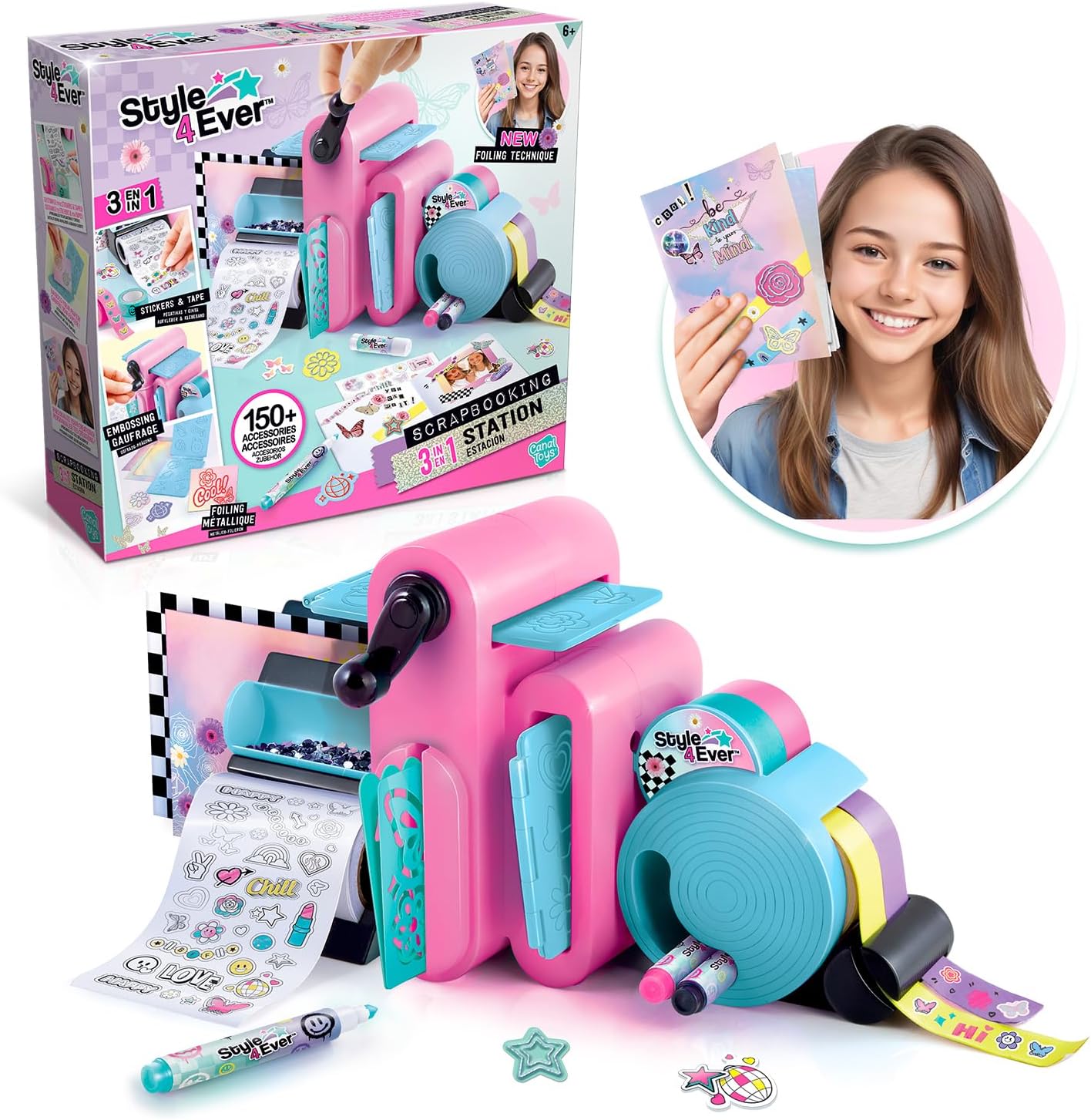Canal Toys Скрапбукинг-студия 3 в 1 Создай свой собственный блокнот В наборе более 150 аксессуаров для творчества часы творчества тиснение и наклейки от 6 лет OFG 275