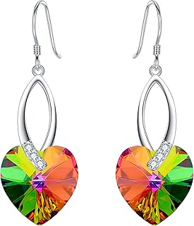 EleQueen 925 Sterling Silver CZ Hoop Dangle Earrings for Women, Austrian Crystals Jewelry Gift