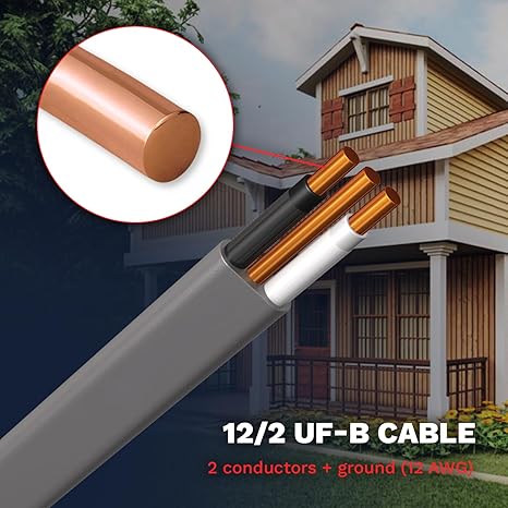 12/2 UF-B Wire Gray Solid Underground Feeder Cable (50 Ft)