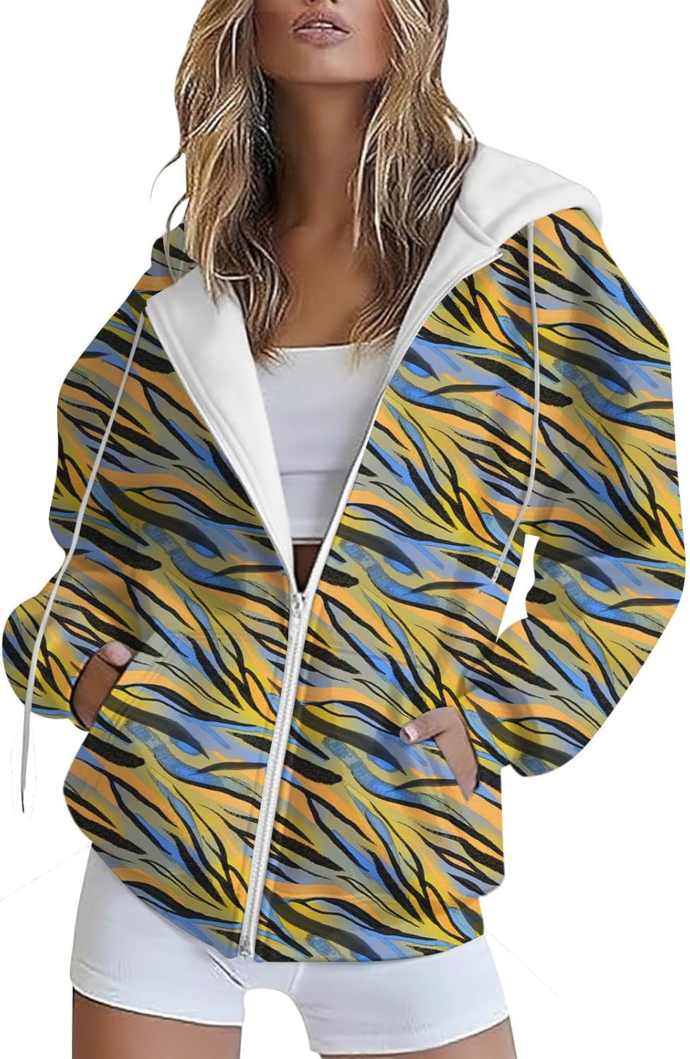 2025 Zip Up Y2K Hoodies for Women Casual Oversizd Long Sleeve Sweatshirt Fall Spring Hooded Jacket with Pocket