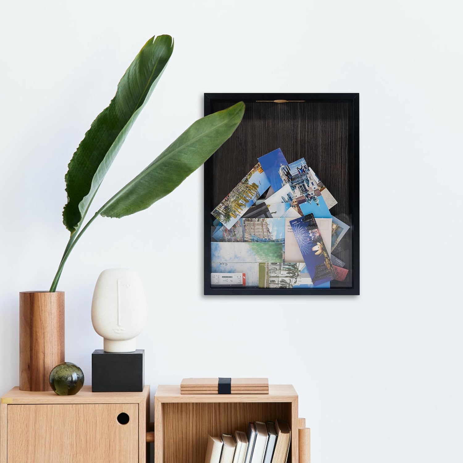 GraduationMall 12x16 Top Loading Shadow Box Frame with HD Glass,Wood Display Case with Slot,1.25 inches Interior Depth,Ideal for Wine Bottle Caps,Tickets,Shells,Stamps and More,White