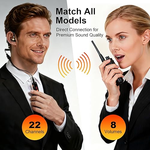 Miniatura 8 de Paquete de 3 mini walkie talkies, radio bidireccional impermeable con auriculares para exteriores, restaurantes, senderismo, béisbol, hospital, 3