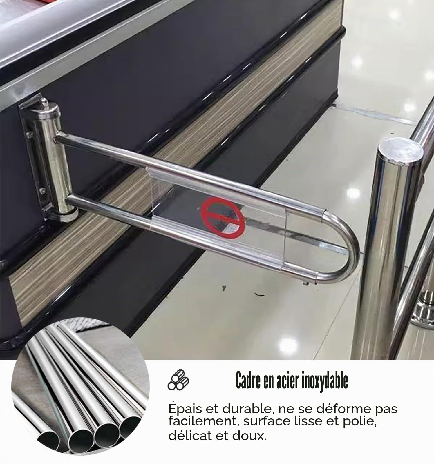 Portillon de Sécurité Métallique Réglable pour Entrée Simple, Portillon de Transfert pour Contrôle des Tickets, Channels D'importation et D'exportation pour Couloir Panoramique(Silver+clear,1pc)