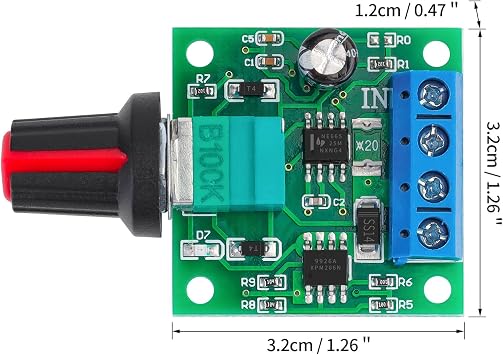 2PCS PWM Low Voltage DC Motor Speed Controller 1.8V 3V 5V 6V 12V, 2A 30W Adjustable Driver DC Motor SpeedRegulator Switch with Speed Control Knob 1803BK