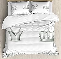 Vista 73 de Ambesonne Juego de funda de edredón de baloncesto, silueta de jugador de baloncesto, promoción de campeonato de competencia de atleta, juego de ropa