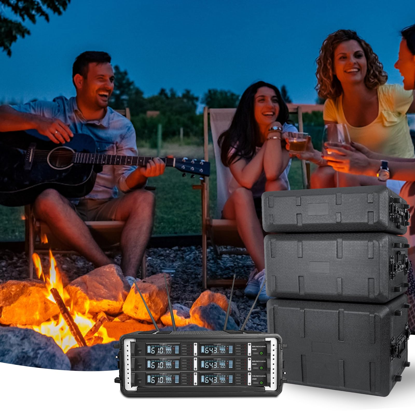 6U-Rack-Koffer, 16" Tiefe, 19“ Rackmount-Flightcases, einfache Installation, tragbar, wasserdicht, staubdicht, stoßfest, mit Mikrofonfächern, platzsparend