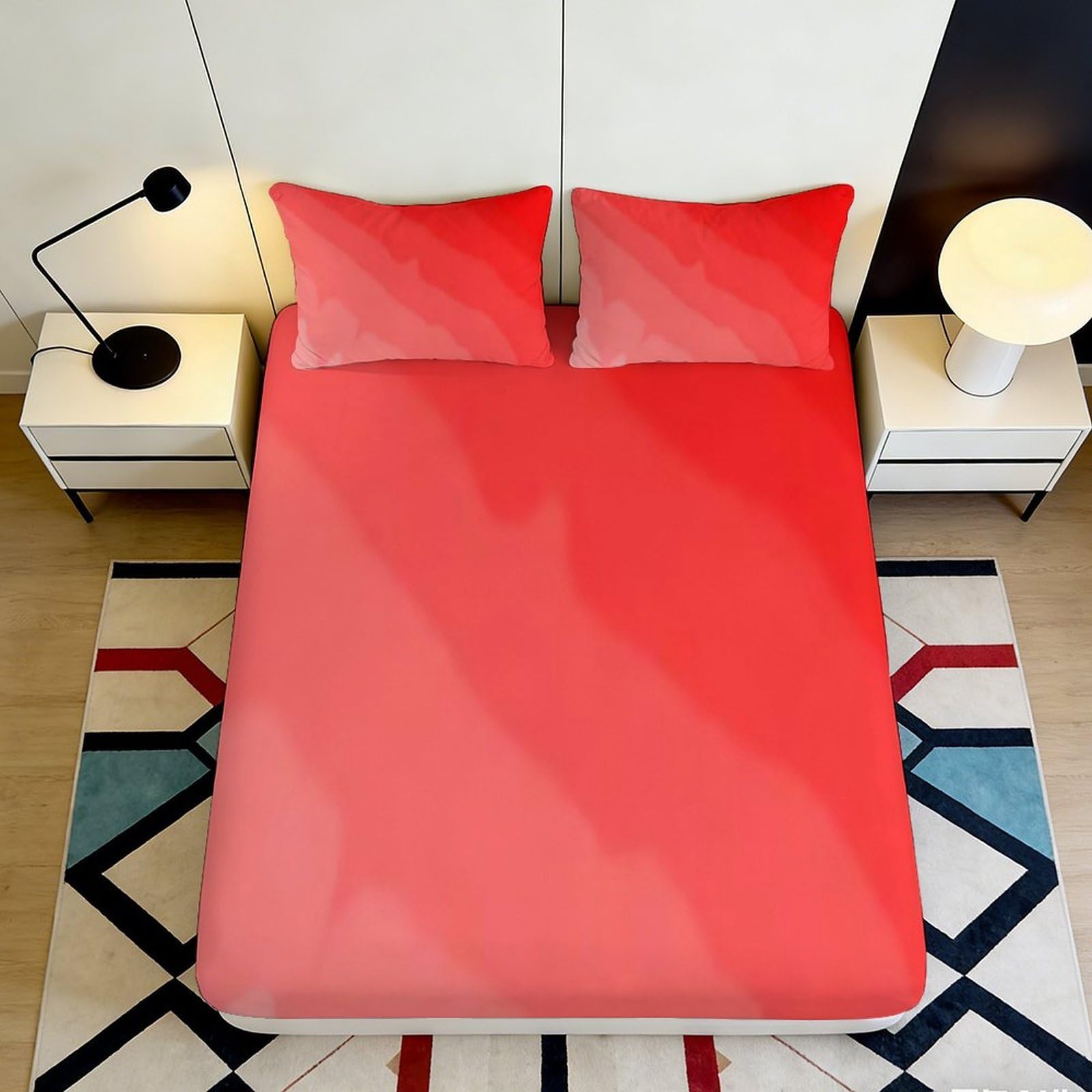 Pnayamiorkfel Style-3 3D Printed Watercolor Red Fitted Sheet Microfiber Soft Geometric Gradient Bed Cover For Bedroom Guest Room Decor 90X200x25cm