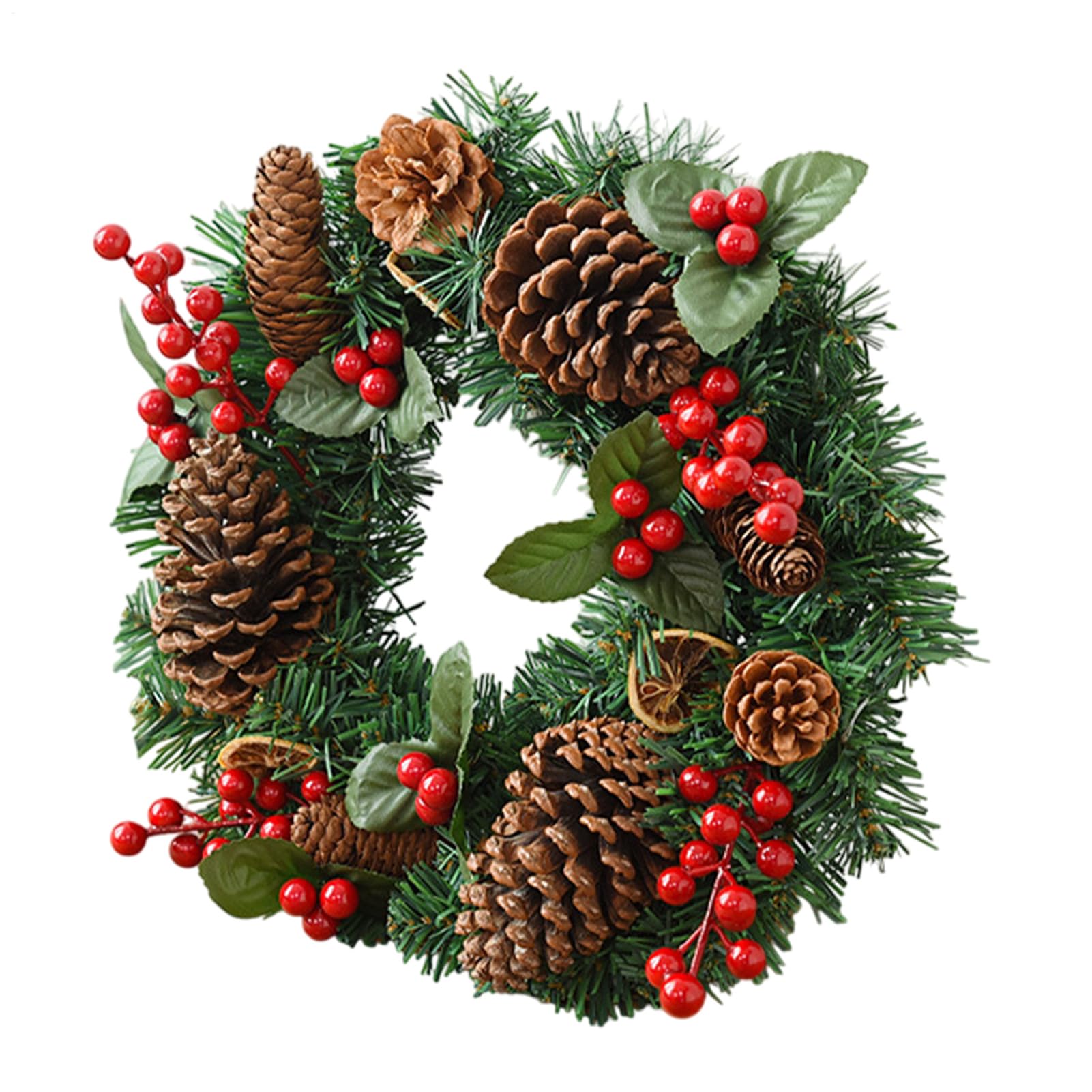 navideños artificiales | festivo con bayas rojas y piñas | para puerta de casa, exterior, interior, casa, tallo, ventana de invierno