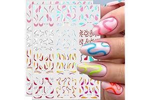 Colorful Wave Lines Nail Stickers - Neon Nail Art