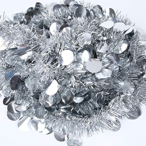 Miniatura 5 de Peyan Árbol de Navidad de oropel de 5 pies, árbol de Navidad plegable con soporte, árbol de Navidad dorado y rojo y plateado con purpurina para el