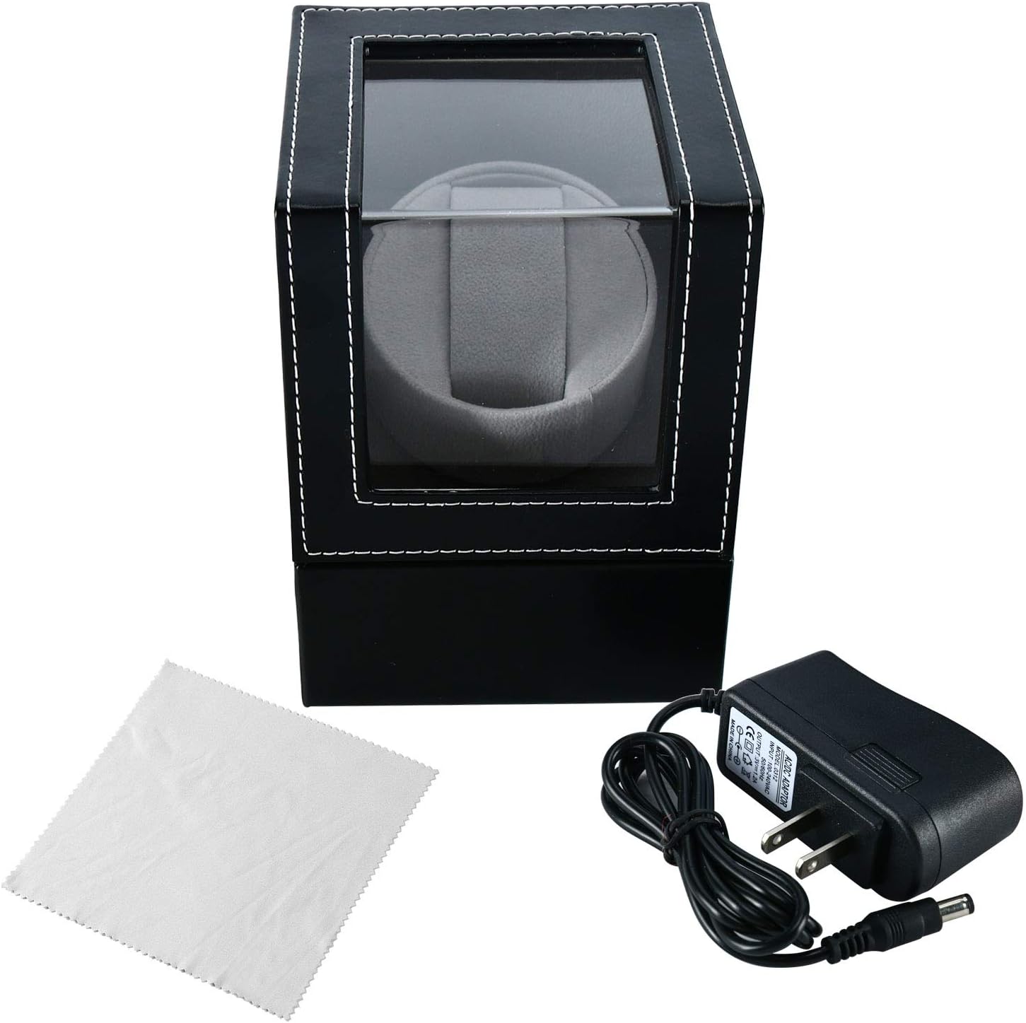 Homend Single Watch Winder in Black Leather, Quiet Japanese Mabuchi Motor, Battery (not Included) Powered or AC Adapter : Clothing, Shoes & Jewelry