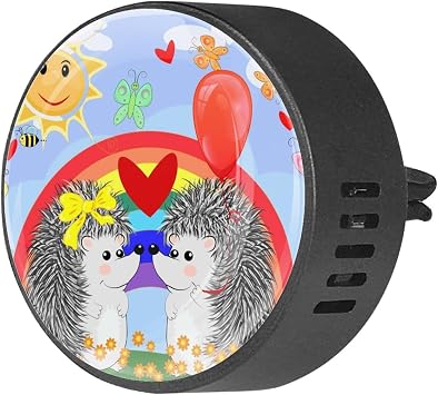 Two Hedgehog Friends 2PCS Custom Car Aromatherapy Air Freshener Diffuser Car Fragrance Diffuser Locket Car Diffuser Vent Clip Apply for Car, Office, Kitchen