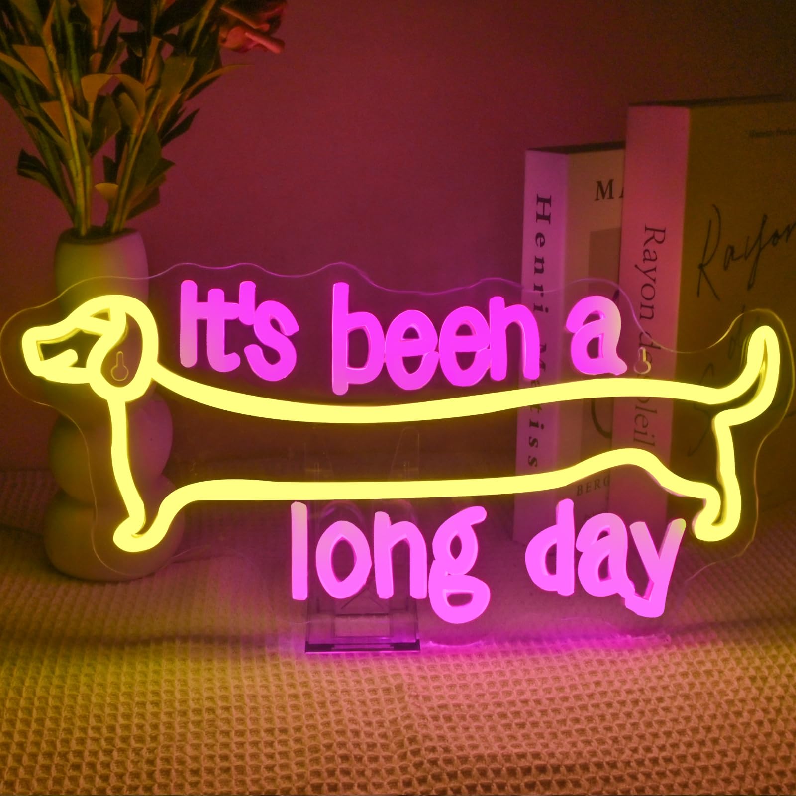 SIGNSHIP It's been a long day Dachshund Neon Light Sign, Dog Neon Sign for Wall Decoration Led Signs Light Sausage Dog