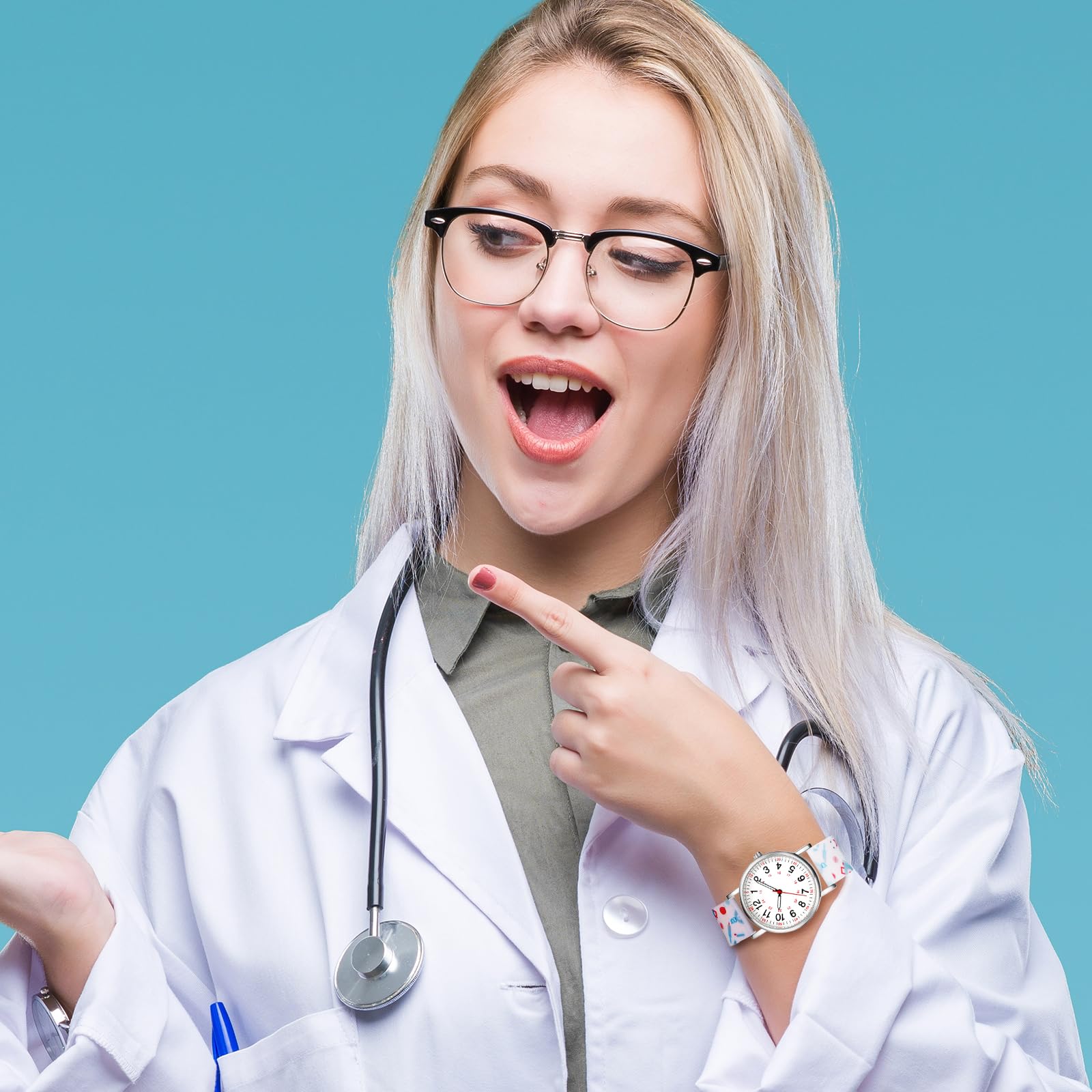 JewelryWe Uhren Damen Silikon Schwesternuhr Wasserdicht Analog Quarz Armbanduhr Frauen Gummi Armband Uhr mit Pulsberechnung für Krankenschwester Ärzte Sanitäter