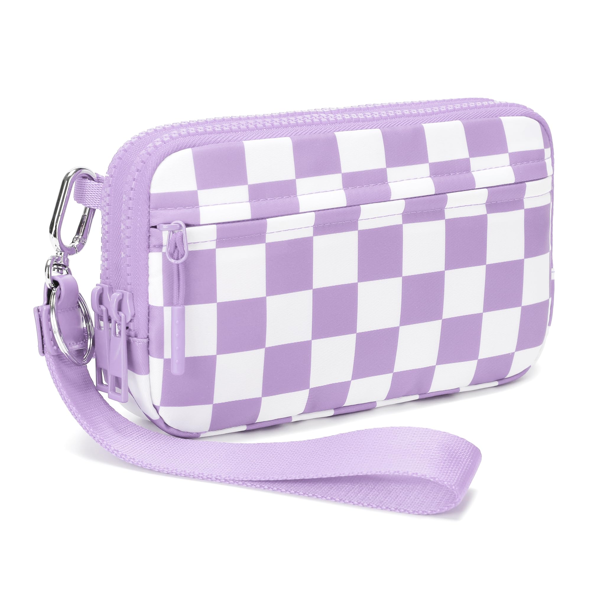 FODOKO Wristlet wallets for women Nylon Quilted Wallet with 4 Zippers,Travel Credit Card,Holder Cell Phone Organizer