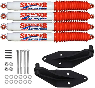Dual Shock Bracket Kit for 6" to 8" Lifts 1999 to 2004 compatible with model Ford F250 F350 Super Duty 4X4 Skyjacker brand shocks included