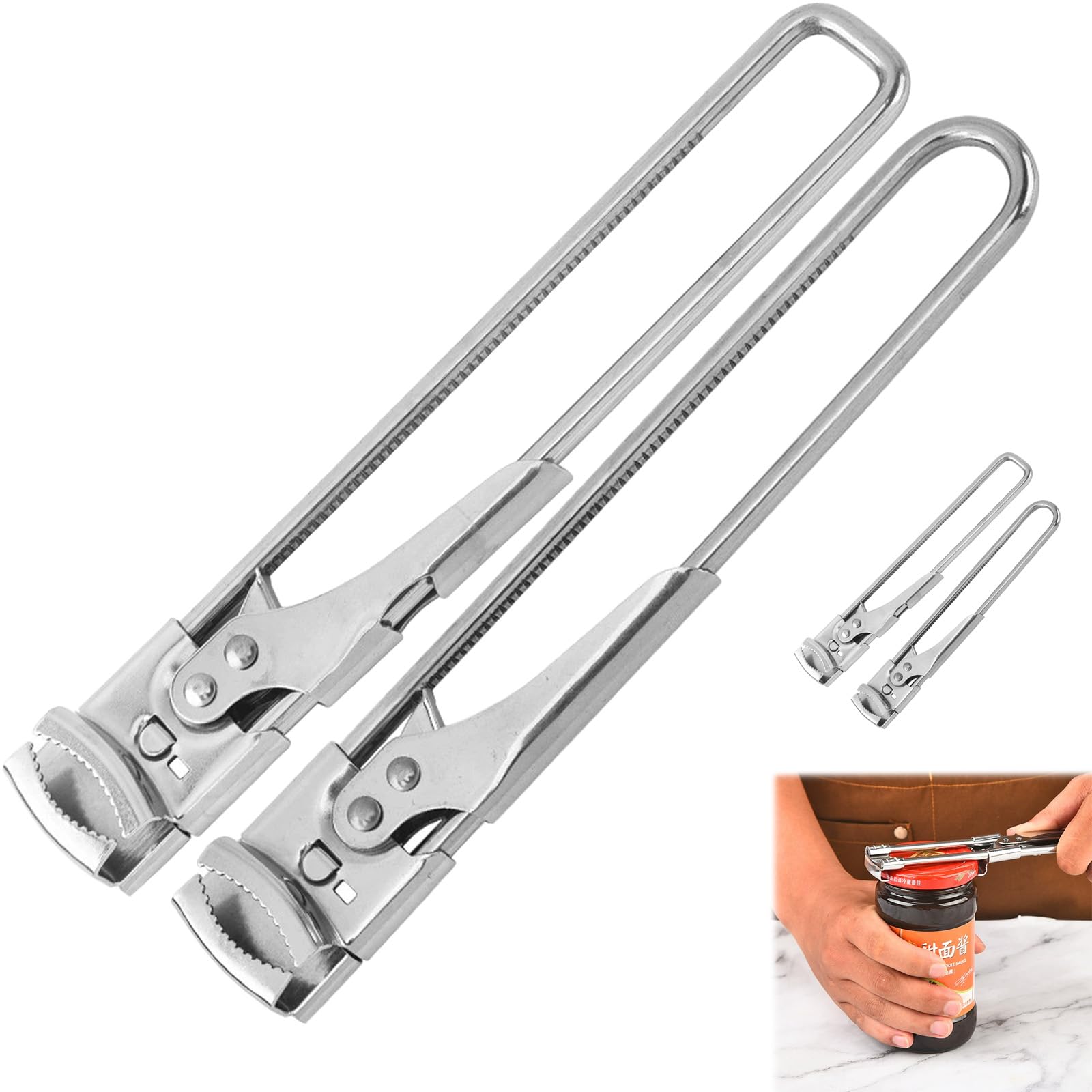 Adjustable Stainless Steel Jar Opener, Multifunctional Jar Openers for Weak Hands, Jar Opener for Weak Hands, Ease of Opening for Seniors Kids (2pcs)