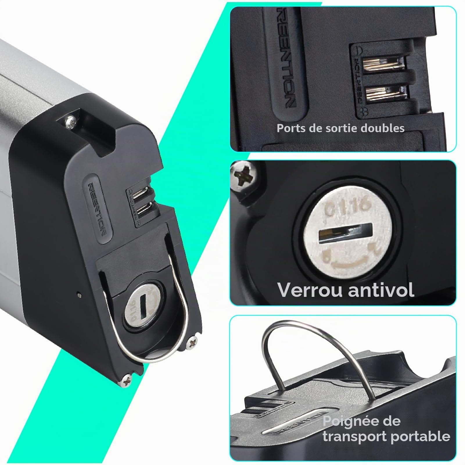 Ebike Batterie de Remplacement pour Zundapp Z101 vélo électrique Pliable 36V 7Ah 9Ah 10.5Ah vélo électrique Pliable Li-ION intégré avec Chargeur (36V 9Ah)