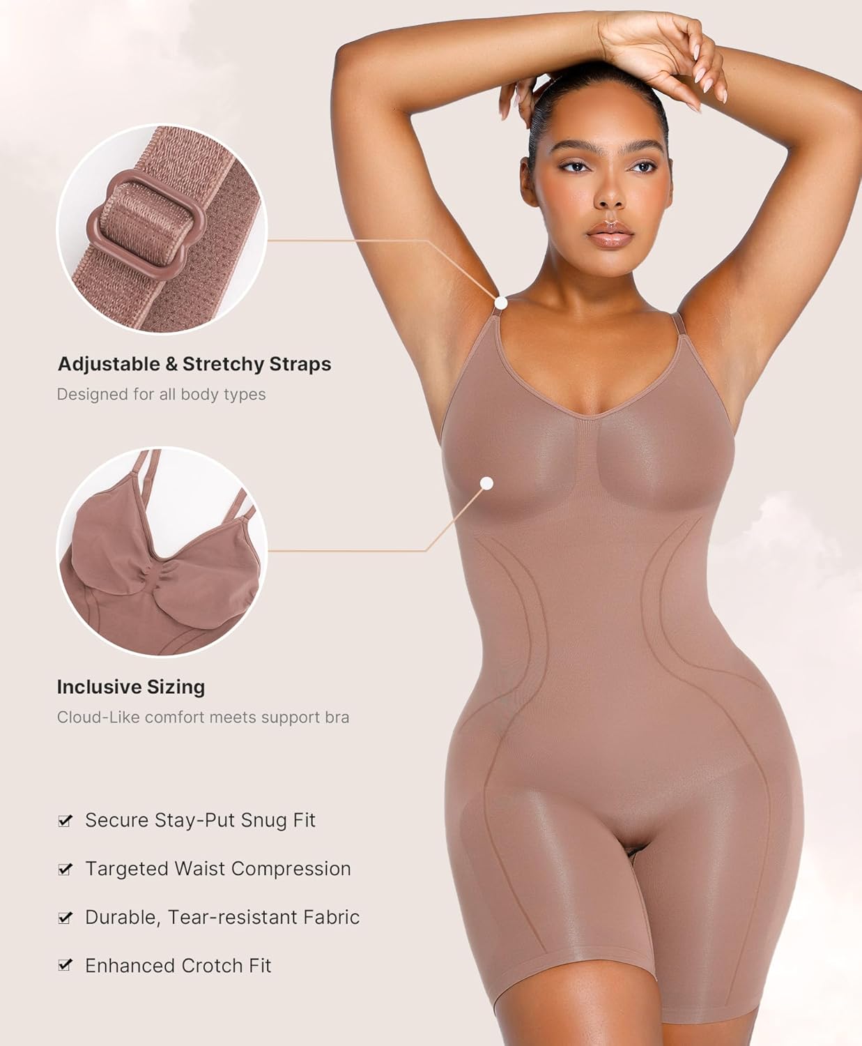 SHAPELLX Shapewear for Women Tummy Control Compression Seamless Body Shaper Slimming Bodysuit Top Thigh Slim Butt Lift - Image 3