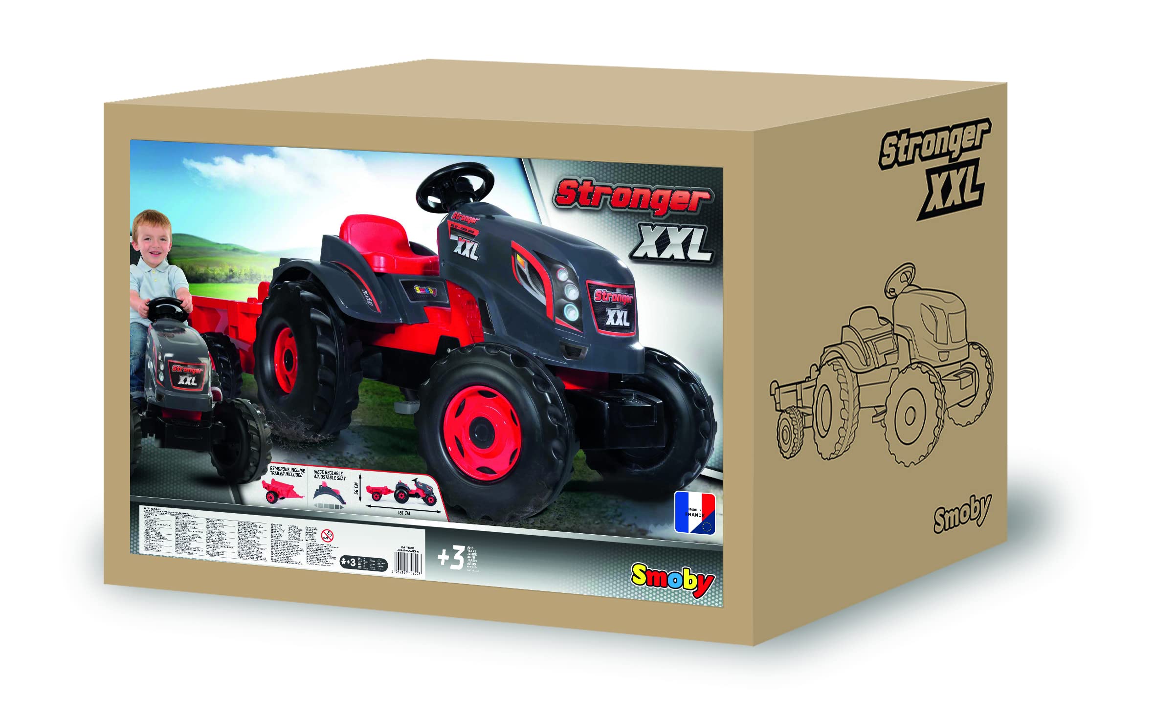 Smoby 7600710200 - Traktor Stronger, Outdoor und Sport,XXL, grau