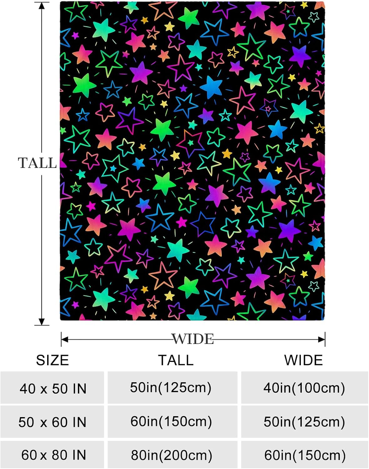 Ultra Soft Fleece Blanket- Lightweight & Warm Throw Blanket for Couch, Cozy Plush Sherpa Blanket for Adults Kids, Durable & Easy Care (Colorful Star, 60x80 in)