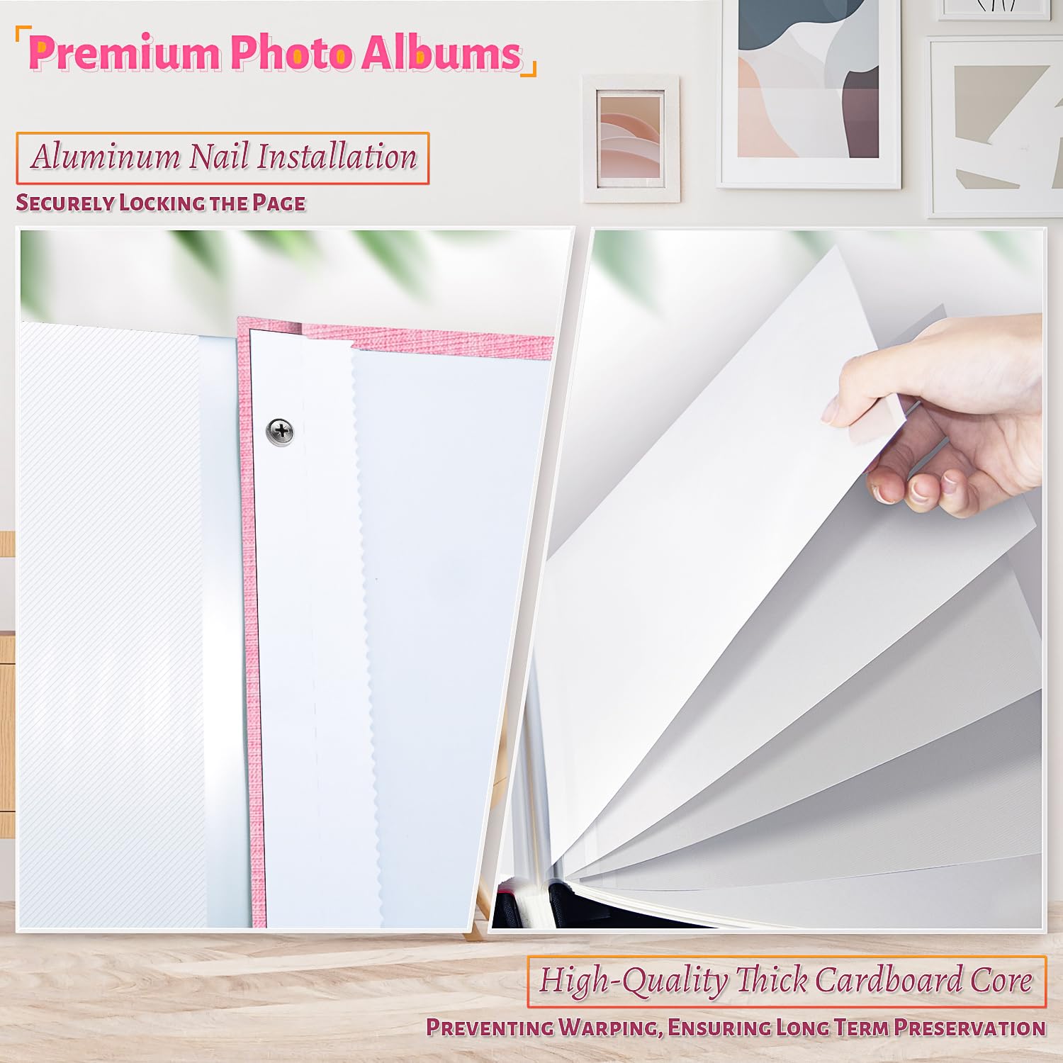 Artfeel Álbum de fotos autoadhesivo, libro de fotos grande de 40 páginas para fotos de 4 x 6, 5 x 7, 8 x 10, álbum de bricolaje para bebé, boda, familia, viajes, regalos de cumpleaños, con bolígrafo