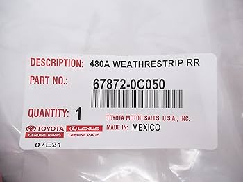 ひり Amazon.com: TOYOTA Genuine 67872-0C050 Door Weatherstrip