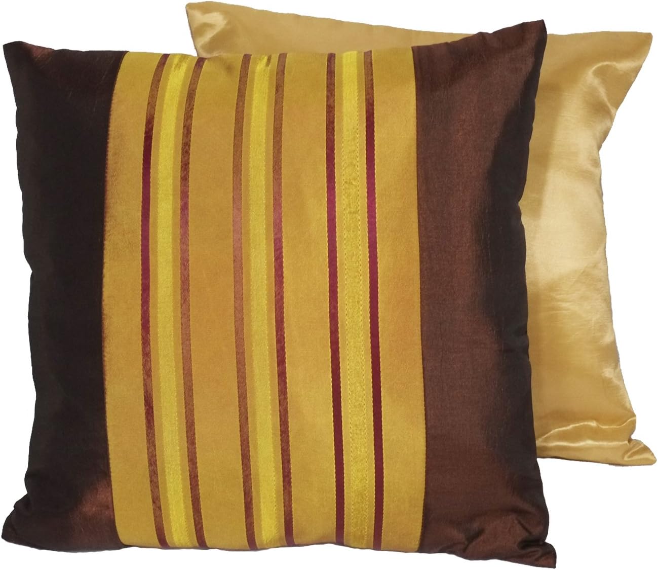 cozymomo One Pair Golden Brown Stripe Throw Pillow Cover