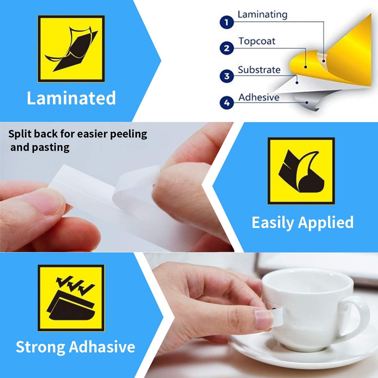 Compatible Label Tape Replacement for Brother P Touch TZe Label Tape 12mm 0.47 Inch (Black on White/Orange/Clear/Red/Blue/Yellow/Green) for P Touch PT-D210 H110 D400 Label Maker, Laminated, 8-Pack - Image 5
