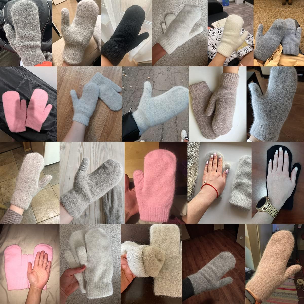 ECYC Ltd Women's Winter Warm Mittens Knit Gloves Double Thicken Warmer Soft Wool Knitted Gloves Full Finger Mittens