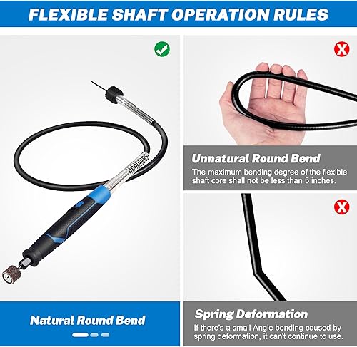 Miniatura 4 de SALIGTEKH Accesorio de herramienta rotativa de eje flexible, portabrocas sin llave de 132 pulgadas (0.031 in) a 18 pulgadas (0.126 in), cable de 36
