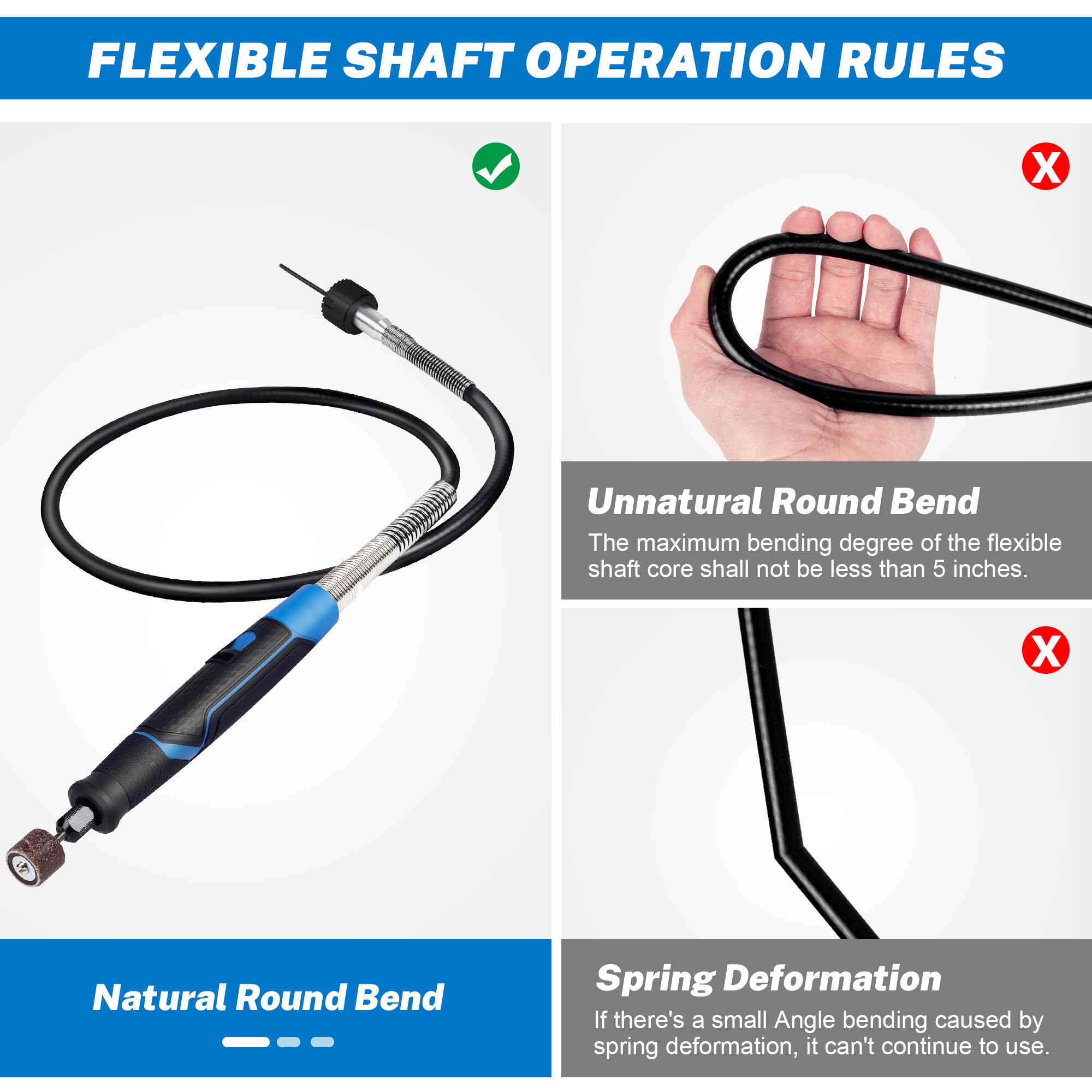 Accesorio de herramienta giratoria de eje flexible, portabrocas sin llave de 0,8 mm a 3,2 mm, cable de 91,4 cm de largo, flexibilidad con herramientas giratorias, bricolaje para grabar,