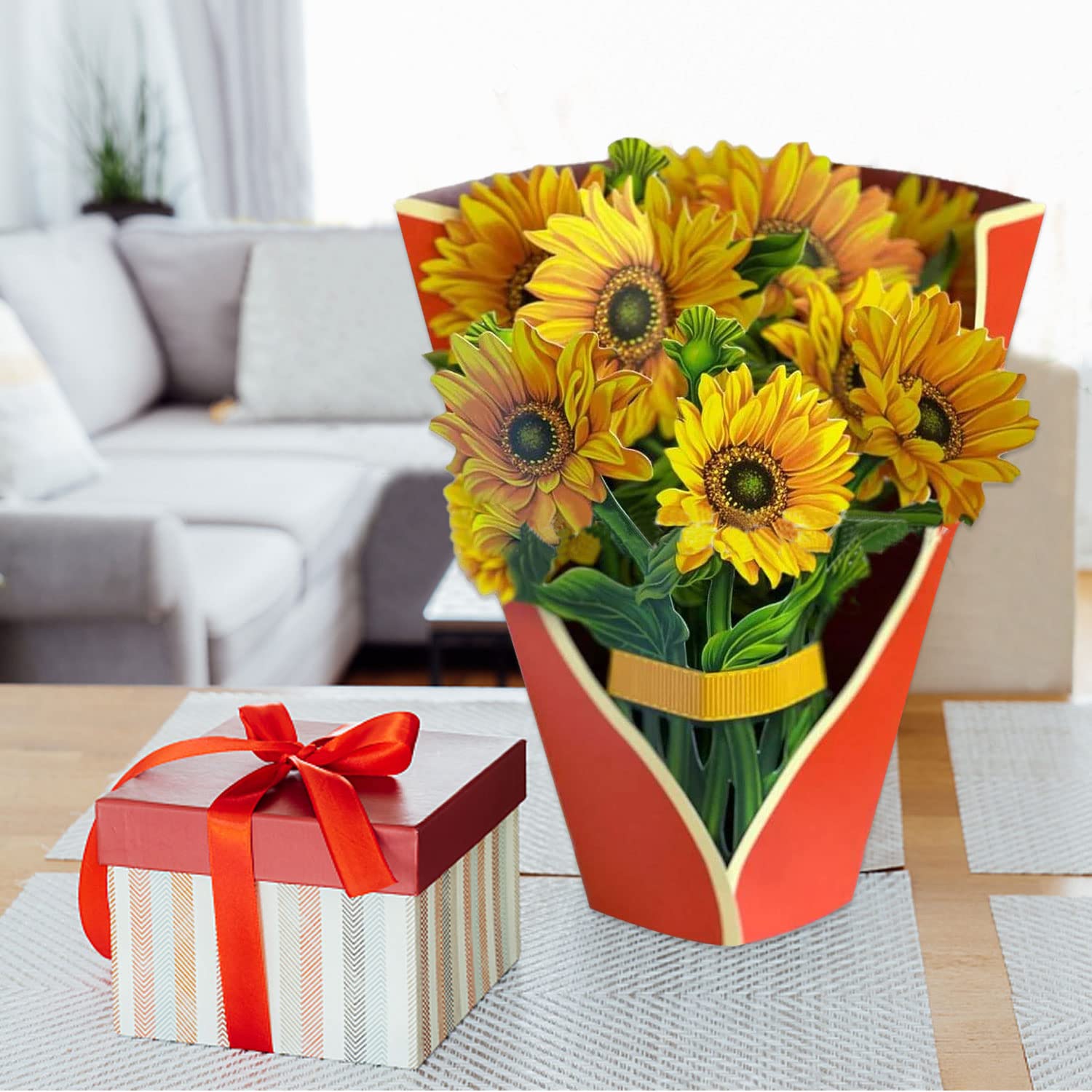 Carte Pop-up 3D Fleurs Tropicales - 30,5 Cm - Bouquet éternel Avec Carte De Notes & Enveloppe - Cadeau - 6
