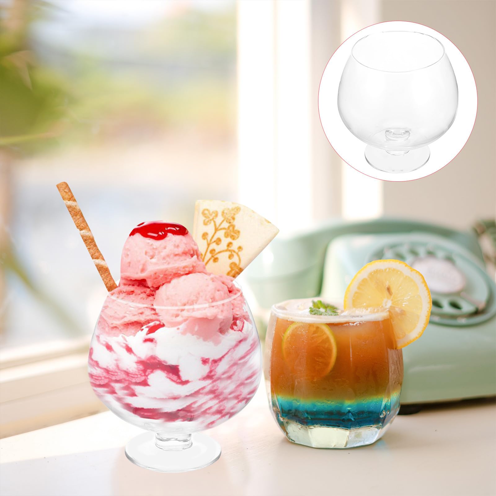MAGICLULU Coppa di Gelato in Vetro Grande 1500ml Design Raffinato e Capiente Bicchiere da Dessert Gambo Resistente e Adatto al Frigorifero
