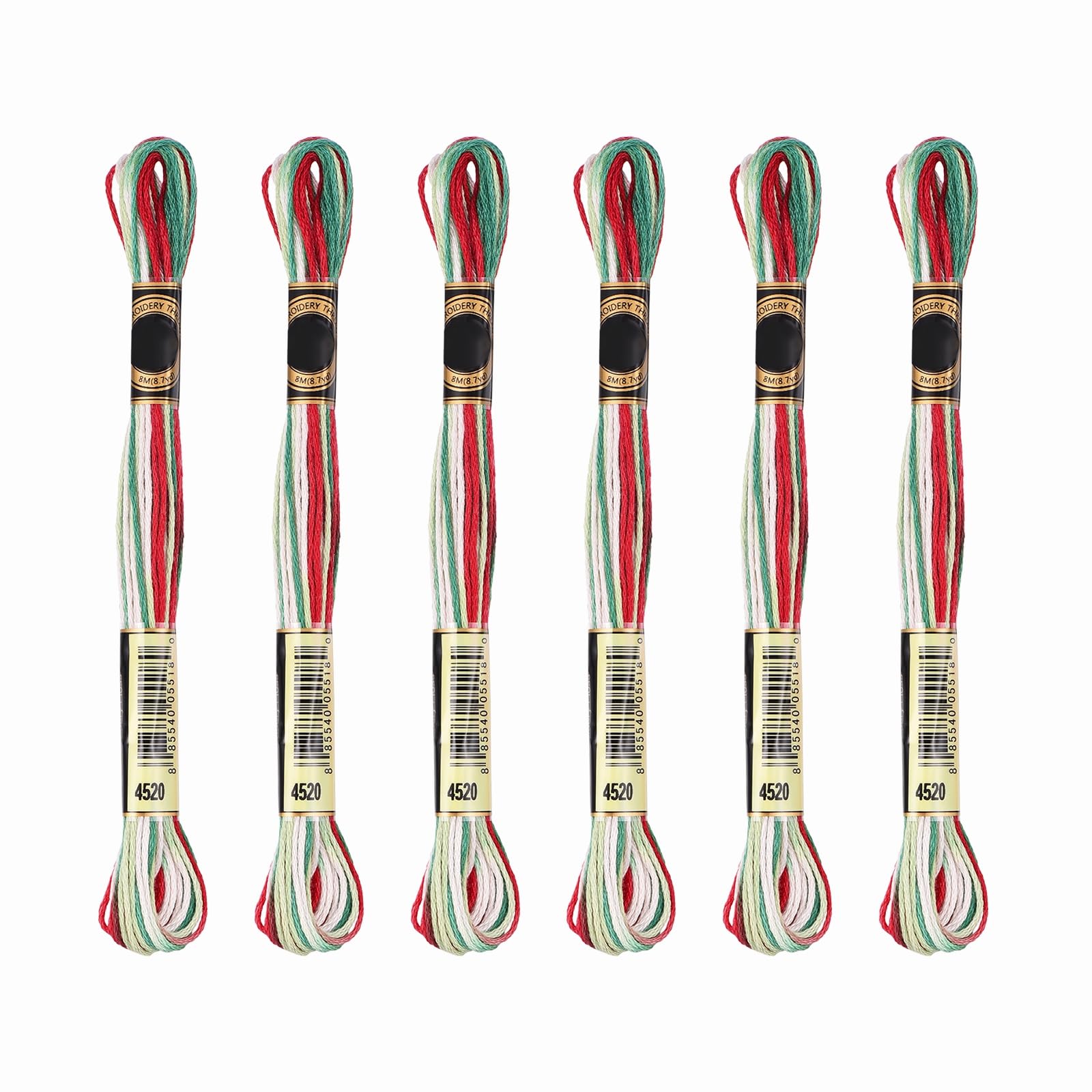 PATIKIL 6 Skeins Embroidery Floss, Gradient Colors Polyester Embroidery Threads Bracelets String for Cross-Stitch Hand Embroidery, Red Green — image 1