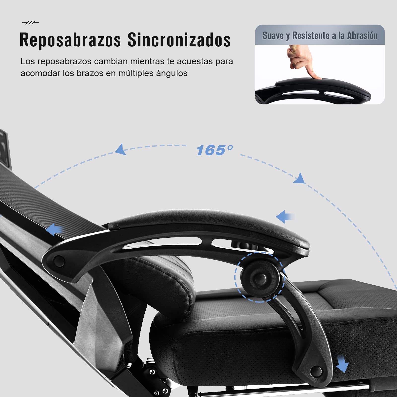 GTPLAYER Silla Gaming Reposapiés Oficina Gamer Silla Escritorio Ergonómica Ordenador con Altura Ajustable Reposabrazos Sincronizado y Cojín Lumbar Engrosado Respaldo Reclinable(Negro)