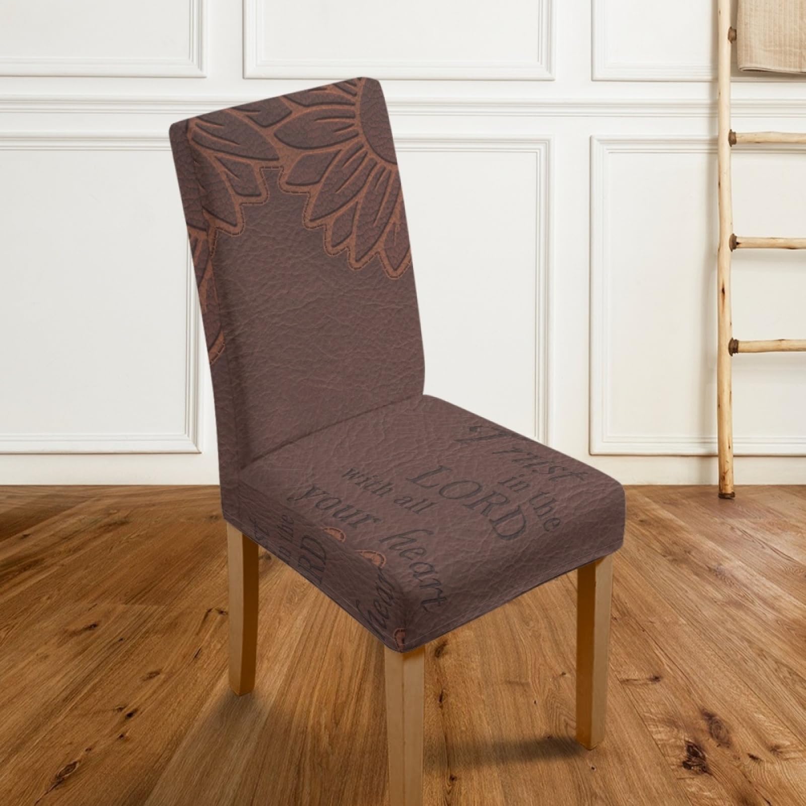 Stuhlhussen 4Er Set Leder Dunkelbraun Hussen für Stühle mit Hoher Lehne,Stuhlbezug für Esszimmerstühle,Stuhlhusse Stretch,Stuhlhussen Schwingstuhl Waschbar