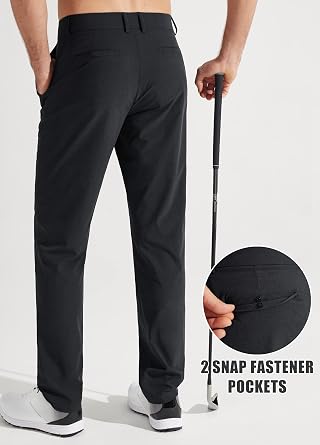 Libin Mens Golf Pants Stretch Work Dress Pants 30/32/34 Quick Dry Lightweight Casual Comfy Trousers with Pockets